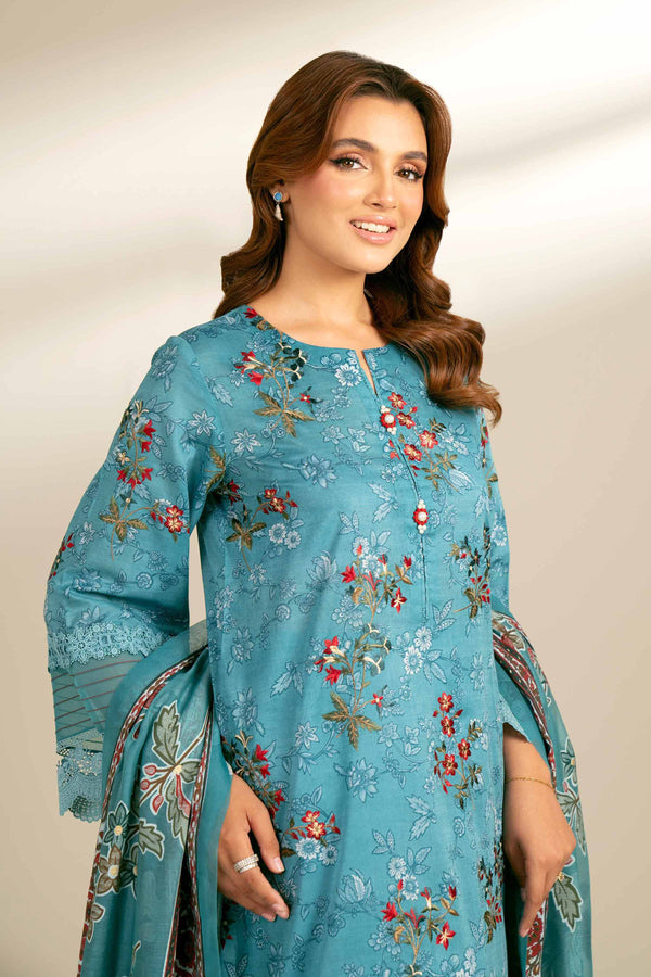 3 Piece - Printed Embroidered Suit - 42402129