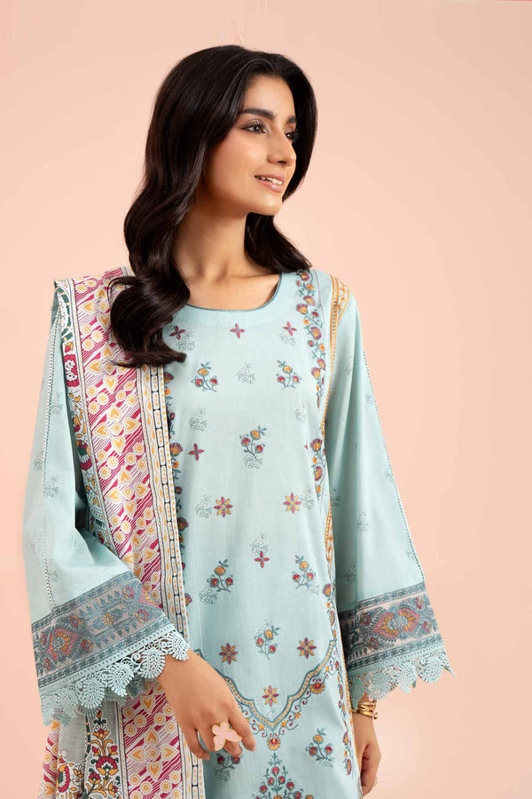 3 Piece - Printed Embroidered Suit - 42402131