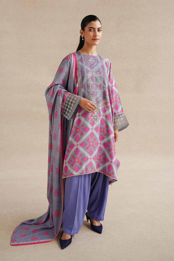 3 Piece - Printed Embroidered Suit - 42404100