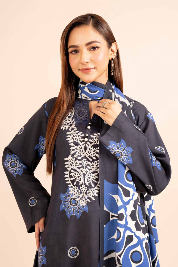 3 Piece - Printed Embroidered Suit - 42404101