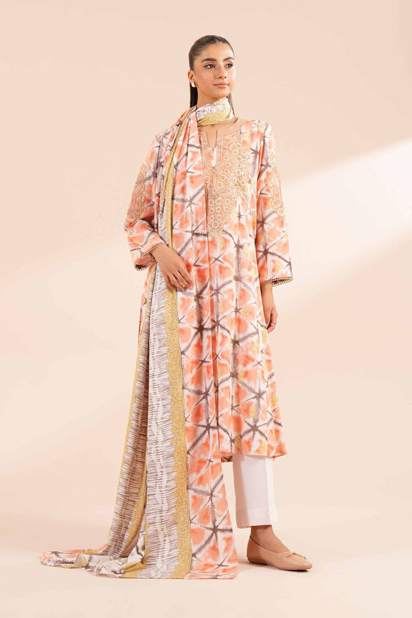 3 Piece - Printed Embroidered Suit - 42404104