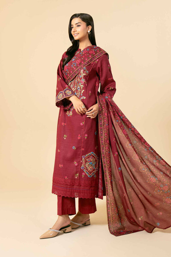 3 Piece - Printed Embroidered Suit - 42404118