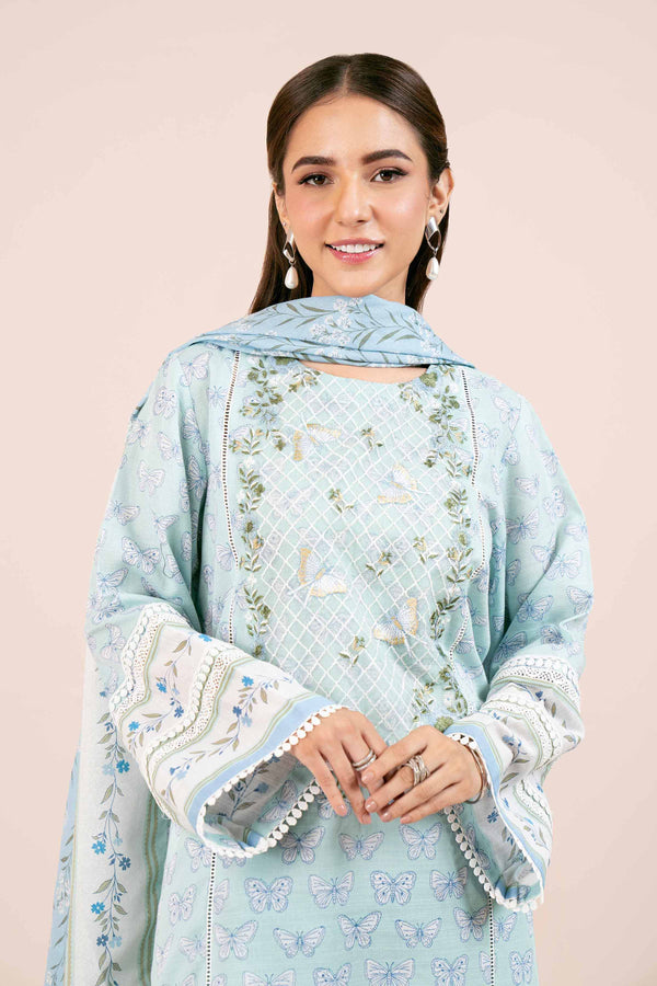 3 Piece - Printed Embroidered Suit - 42404122