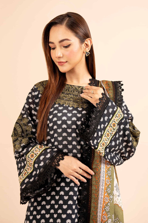 3 Piece - Printed Embroidered Suit - 42404126