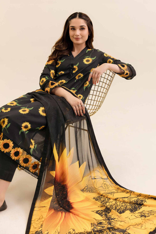 3 Piece - Printed Embroidered Suit - 42404139