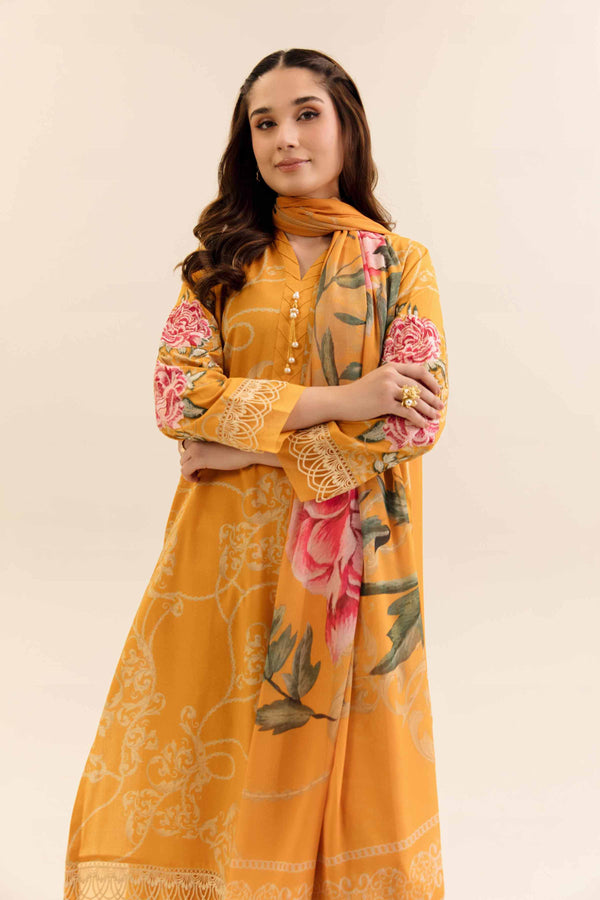 3 Piece - Printed Embroidered Suit - 42404140