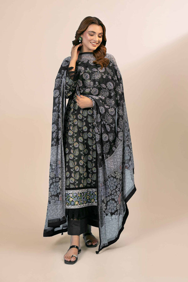 3 Piece - Printed Embroidered Suit - 42404143