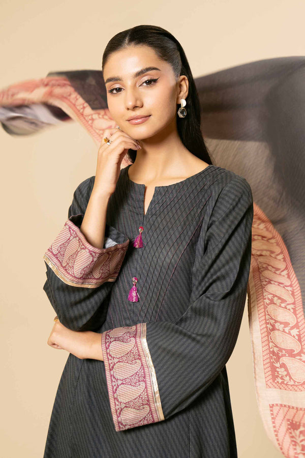 3 Piece - Printed Embroidered Suit - 42404160