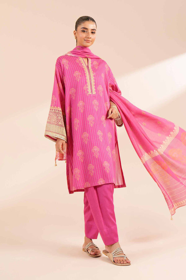 3 Piece - Printed Embroidered Suit - 42404161