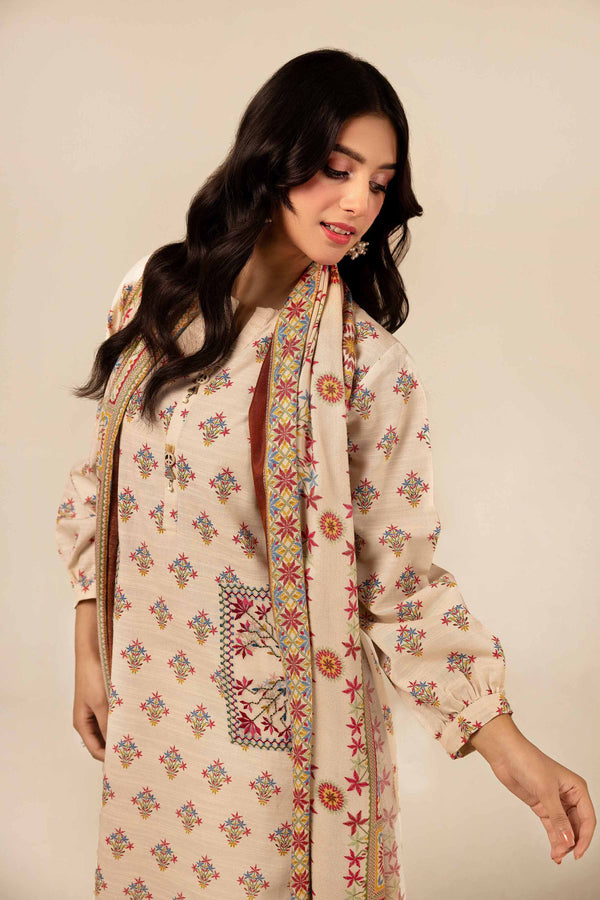 3 Piece - Printed Embroidered Suit - 42404177