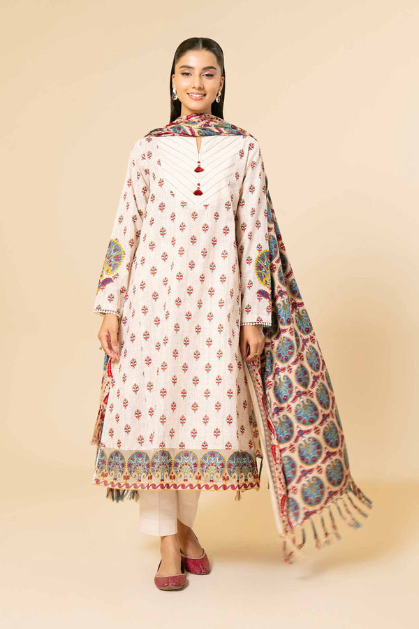 3 Piece - Printed Embroidered Suit - 42404178