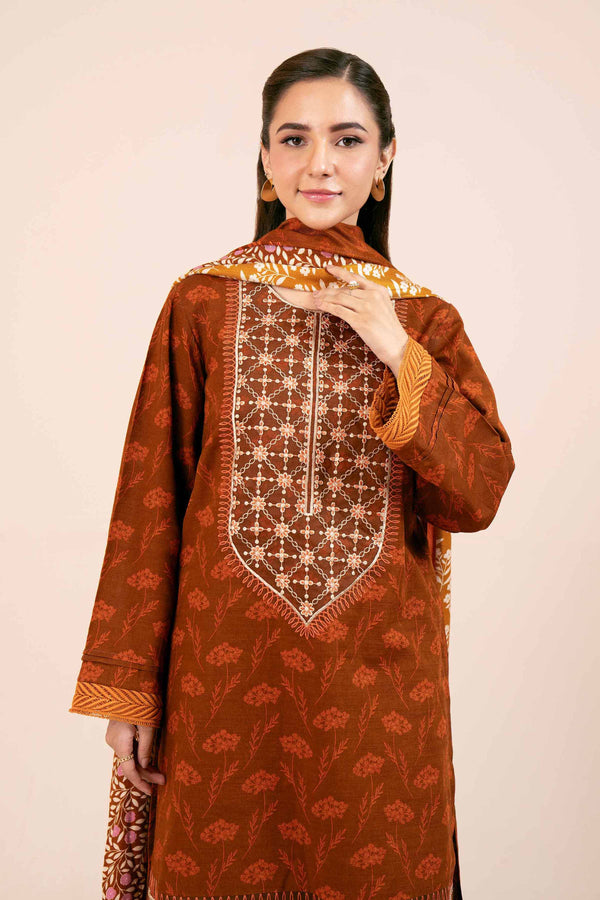 3 Piece - Printed Embroidered Suit - 42404179