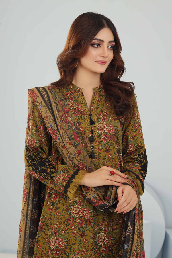 3 Piece - Printed Embroidered Suit - 42404470