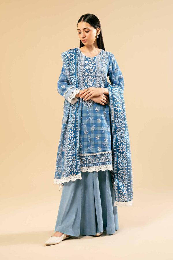 3 Piece - Printed Embroidered Suit - 42404531