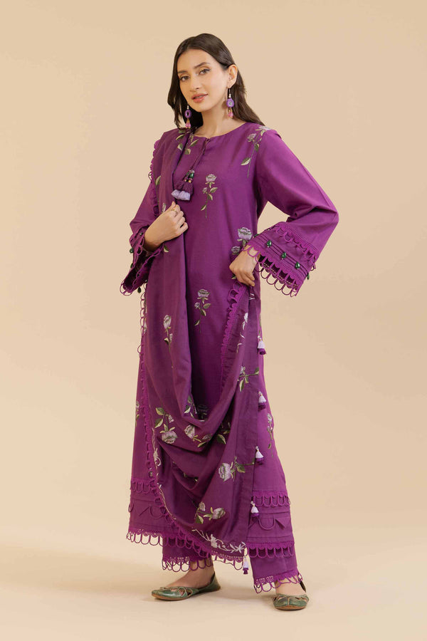 3 Piece - Dyed Embroidered Suit - 42404567