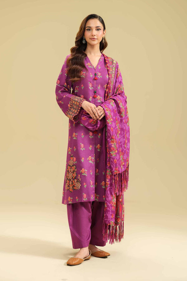 3 Piece - Printed Embroidered Suit - 42404590