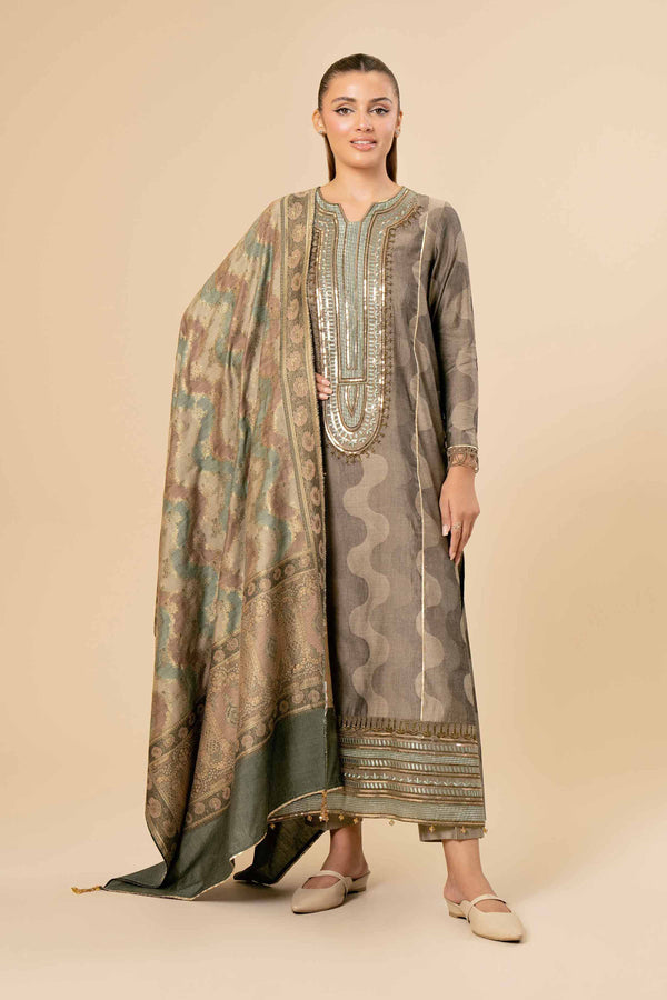 3 Piece - Yarn Dyed Jacquard Embroidered Suit - 42404644