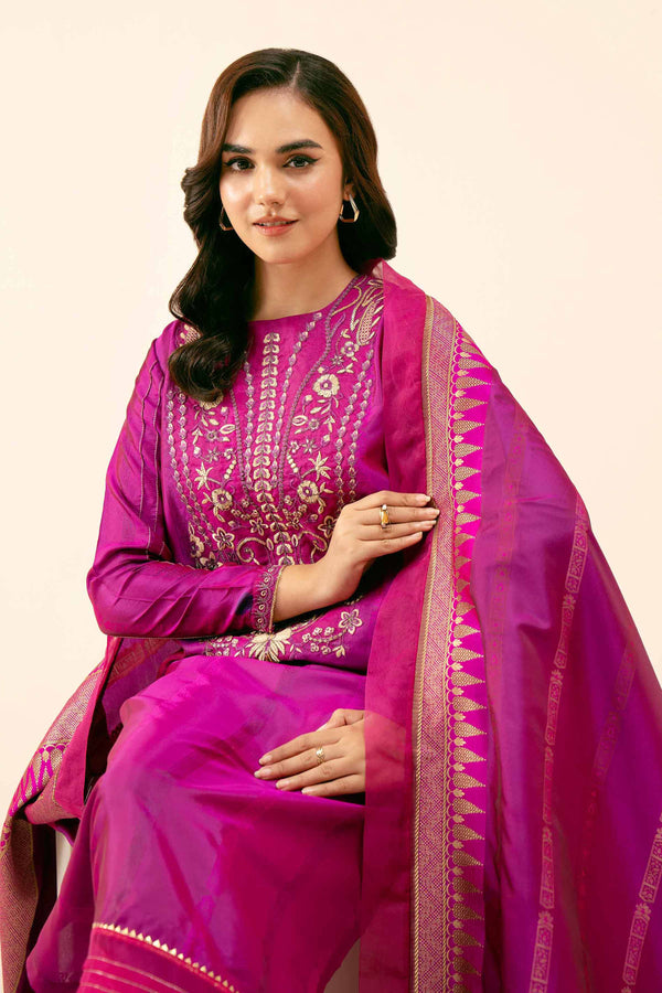 3 Piece - Yarn Dyed Jacquard Embroidered Suit - 42404645