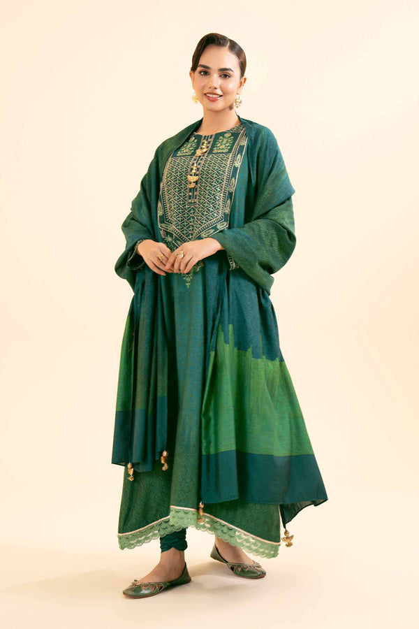 3 Piece - Yarn Dyed Jacquard Embroidered Suit - 42404646