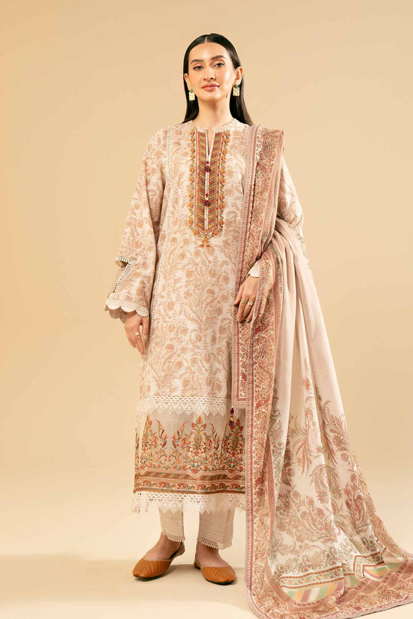 3 Piece - Printed Embroidered Suit - 42405043