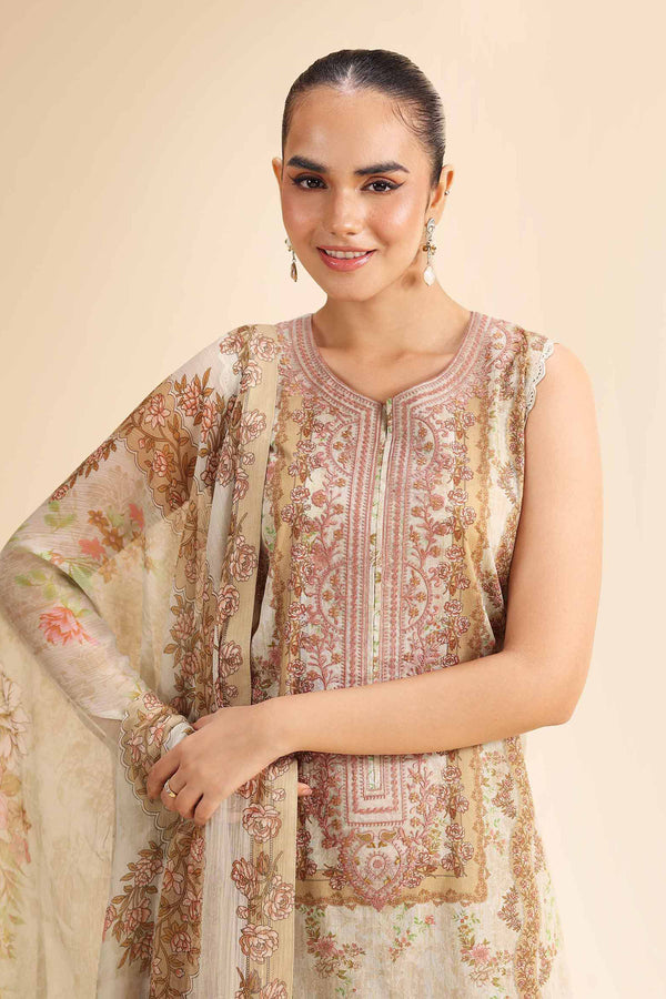 3 Piece - Digital Printed Embroidered Suit - 42501052