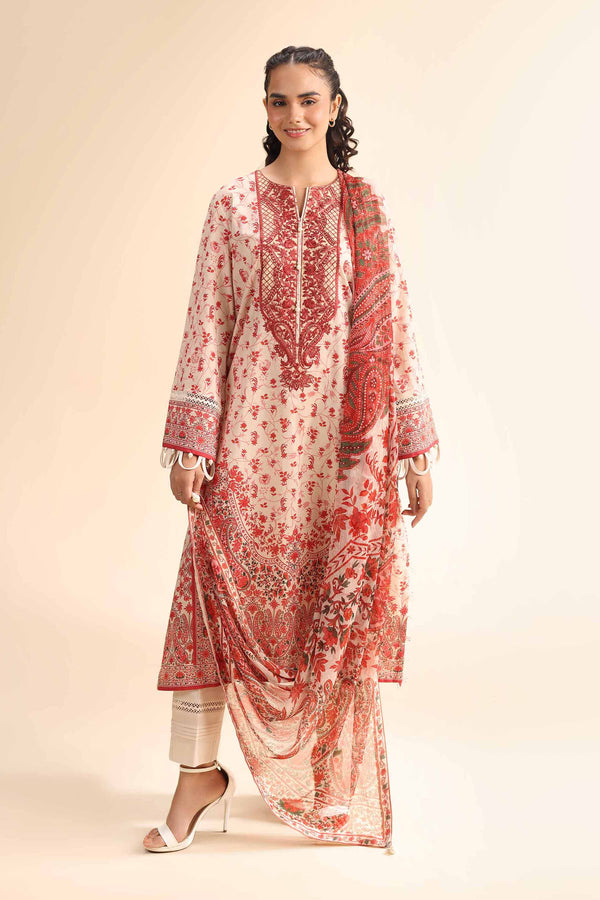 3 Piece - Digital Printed Embroidered Suit - 42501053