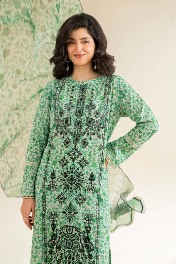 3 Piece - Printed Embroidered Suit - 42501082