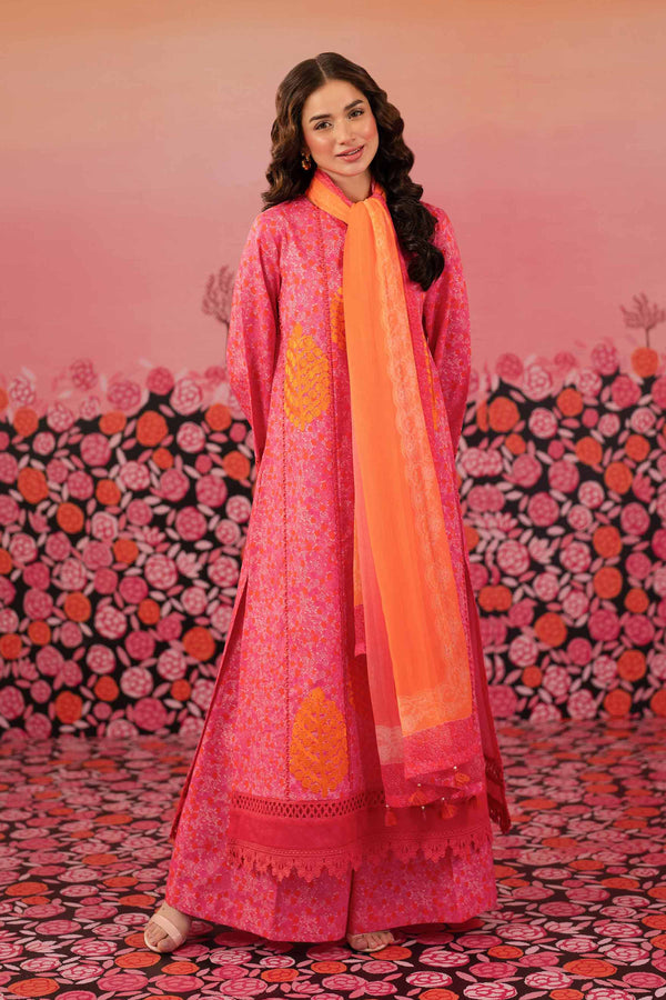 3 Piece - Printed Embroidered Suit - 42501085