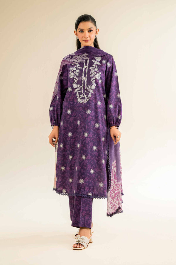 3 Piece - Printed Embroidered Suit - 42501088