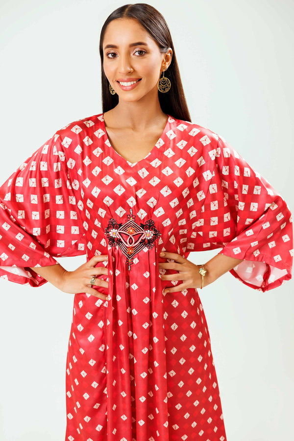 Printed Embroidered Dress - FSW24-07