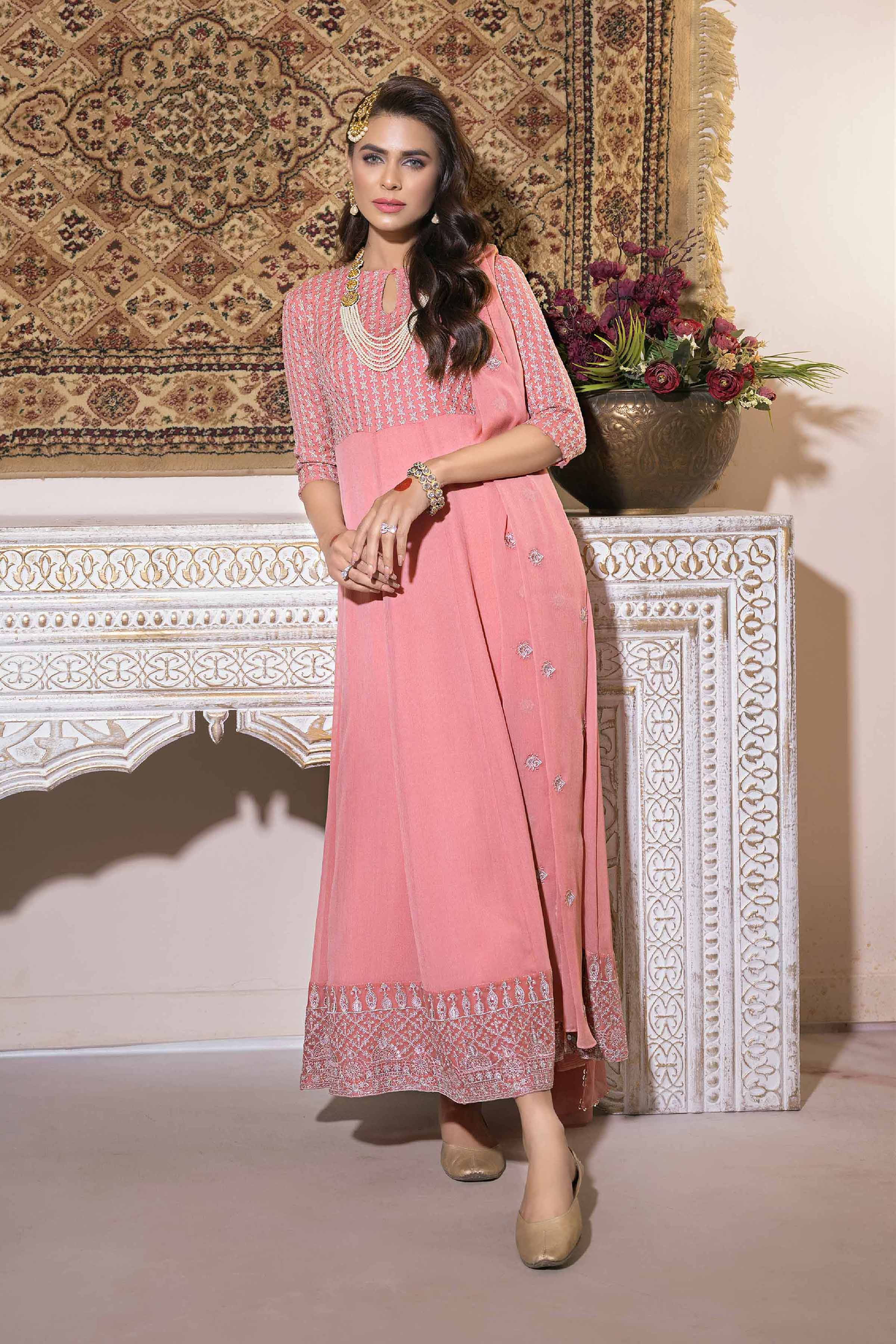 Embroidered chiffon dress best sale