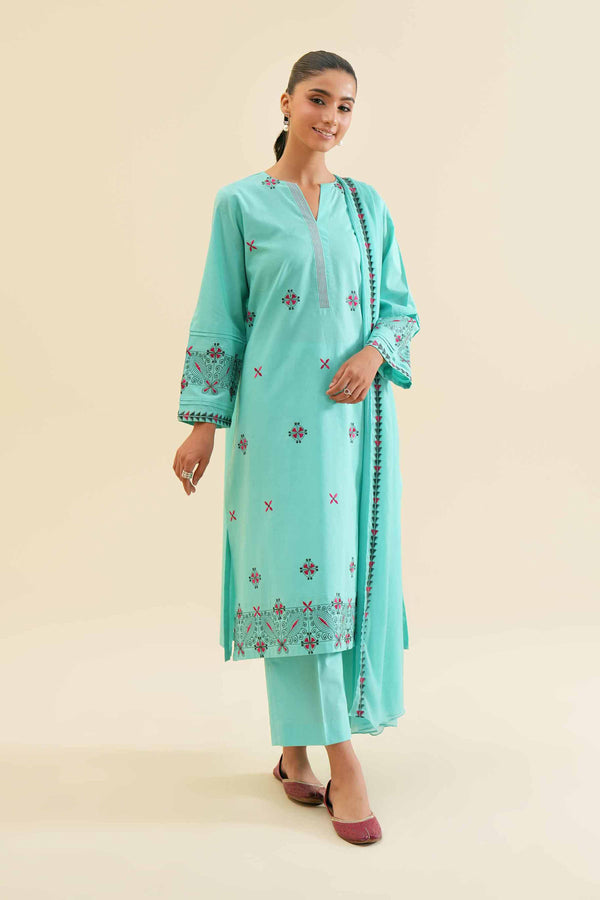 3 Piece - Embroidered Suit - PS24-119