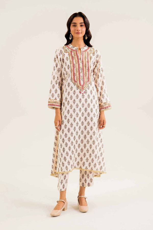 2 Piece - Printed Embroidered Suit - PW24-240