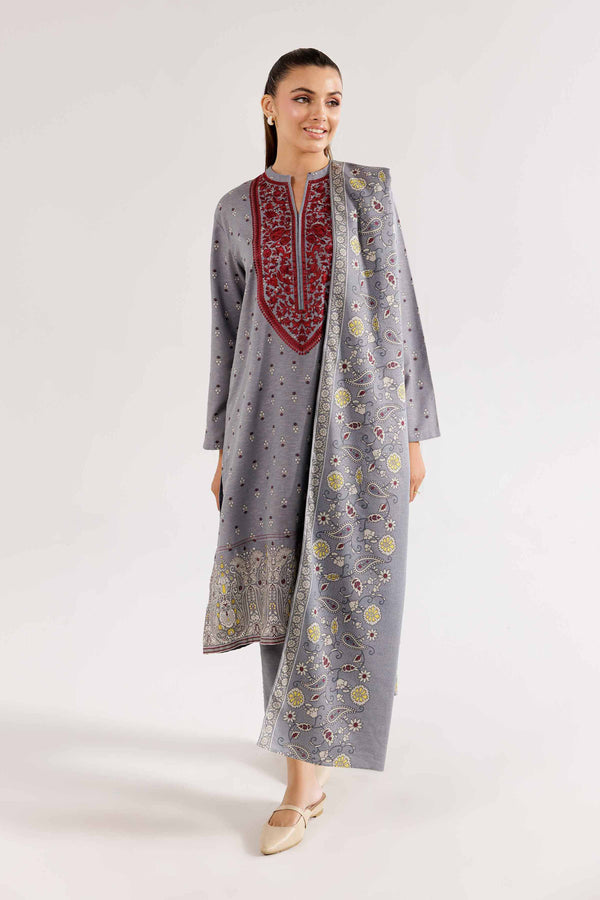 3 Piece - Printed Embroidered Suit - PW24-386