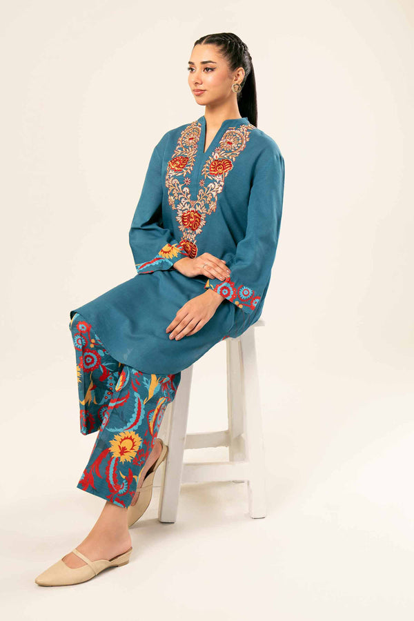 2 Piece - Printed Embroidered Suit - PW24-394