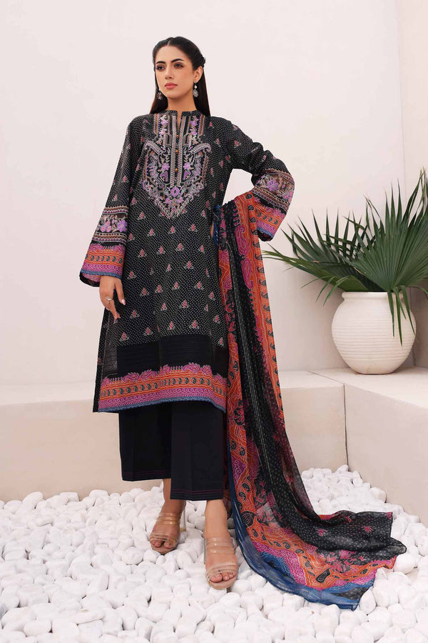 3 Piece - Printed Embroidered Suit - 42301115