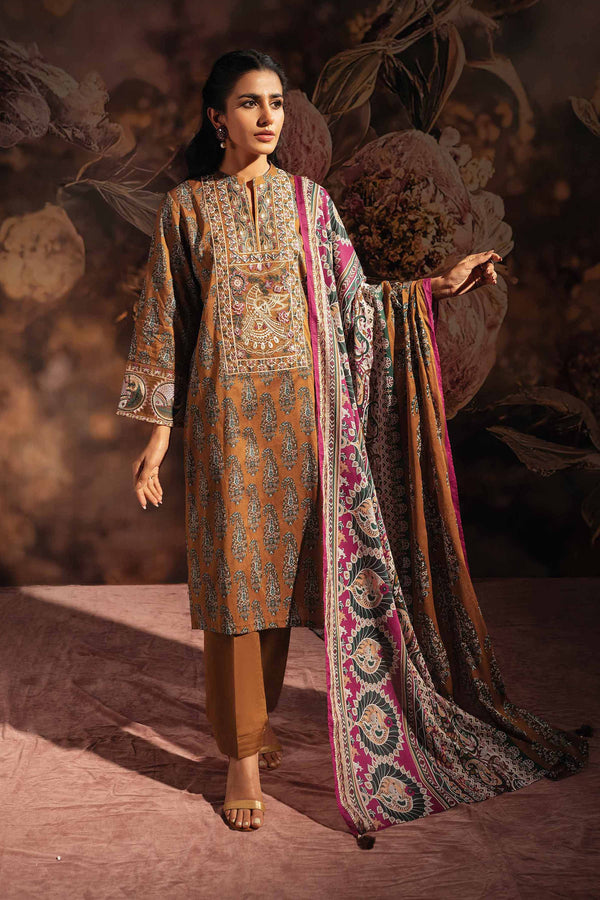 3 Piece - Printed Embroidered Suit - 42301258