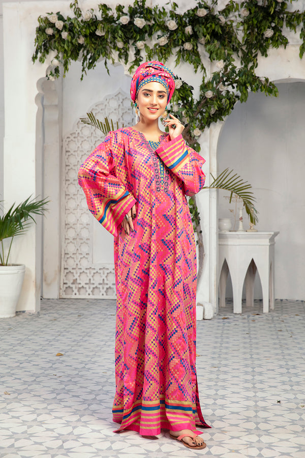 DE20-26 Printed Embroidered Stitched Jalabiya – 1PC - Nishat Linen UAE