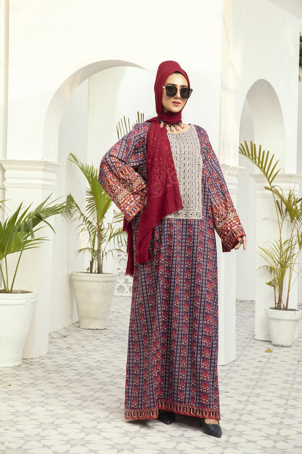 DE20-29 Printed Embroidered Stitched Fustaan  1PC