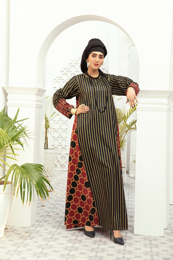 DE20-30 Printed Stitched Jalabiya – 1PC - Nishat Linen UAE