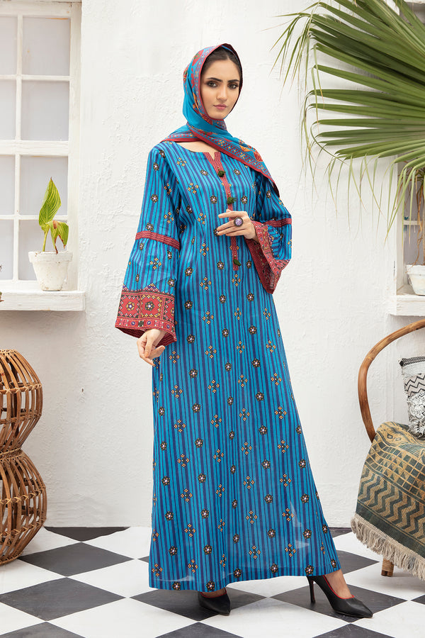 DS21-103-Digital Lawn Stitched Fustaan - 2PC