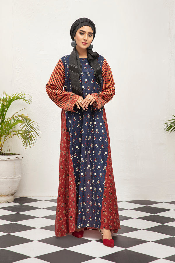 DS21-122  Digital Lawn Stitched Fustaan with Mask  1PC