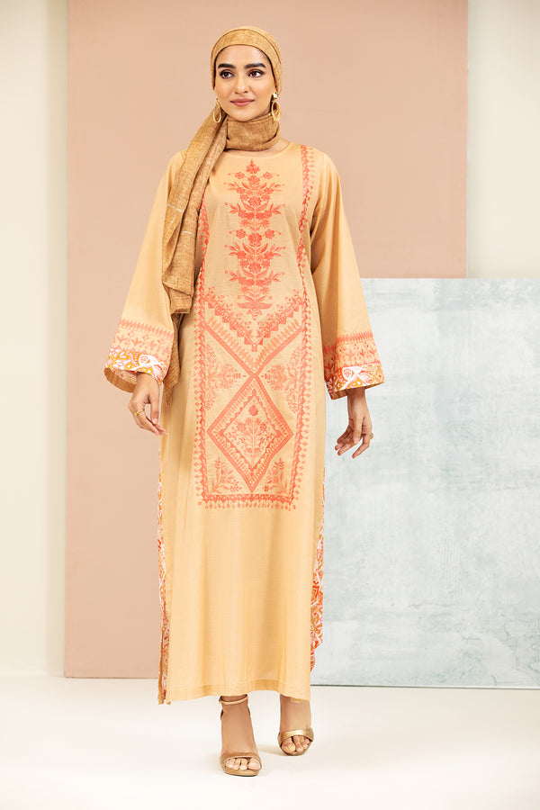 DS21-138-Embroidered Printed Lawn Fustaan