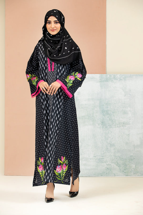 DS21-146-Embroidered Printed Lawn Fustaan