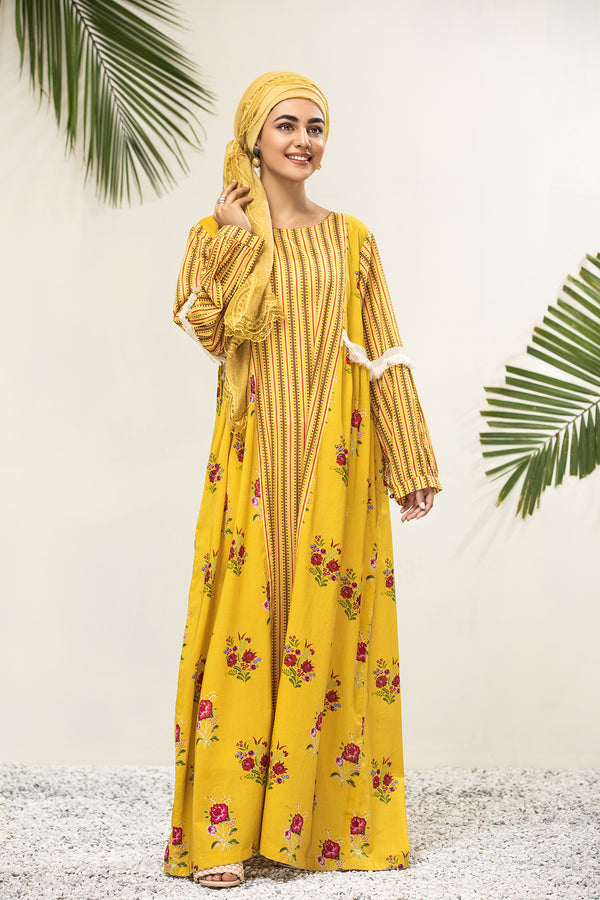 DS21-48-Printed Paneled Lawn Fustaan