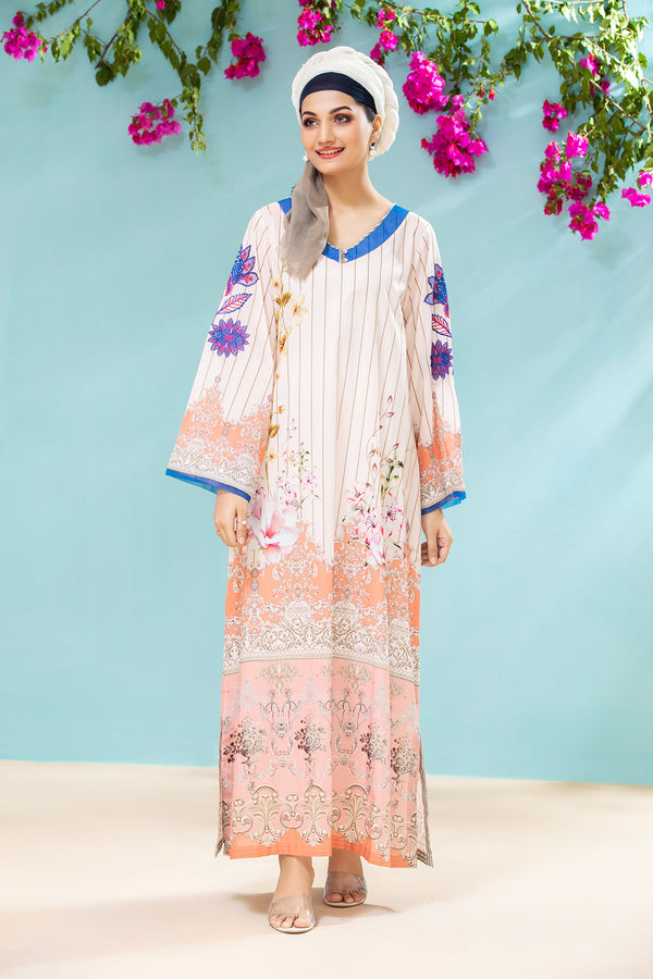 DS21-58 Embroidered Printed Lawn Fustaan