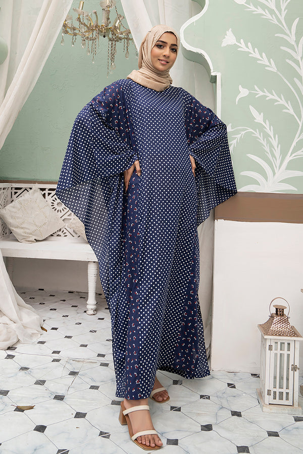 DS22-02-Printed Kaftan Cut Fustaan 1PC