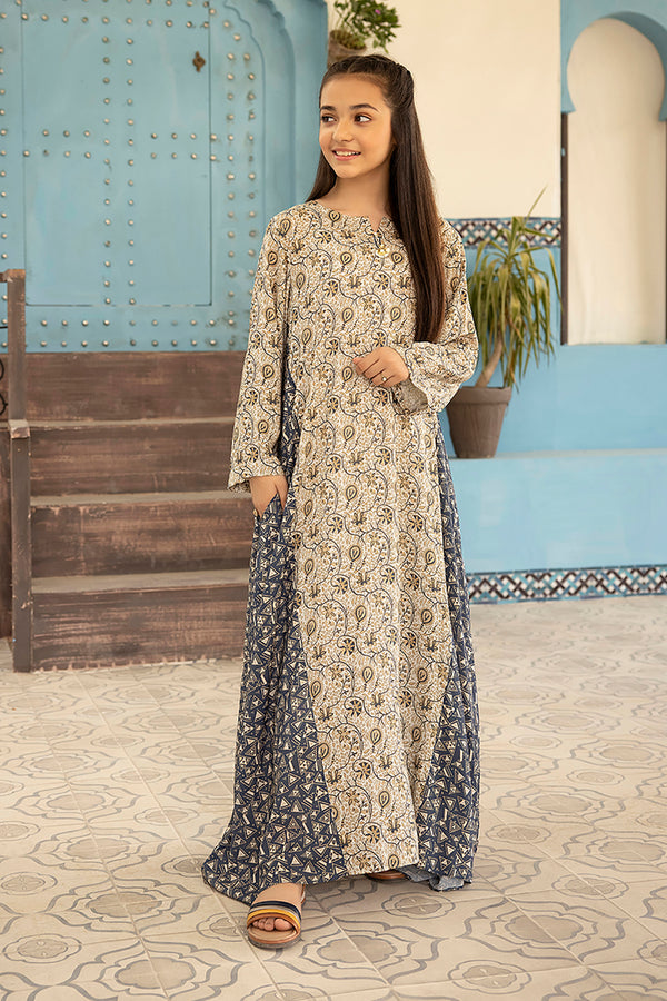 DSW21-50-Pocket Detailing Printed Fustaan 1PC