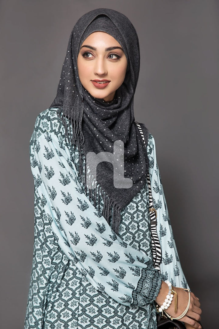 DW18-58 Blue Digital Printed Stitched Cotton Modal Jalabiya - 1PC - Nishat Linen UAE