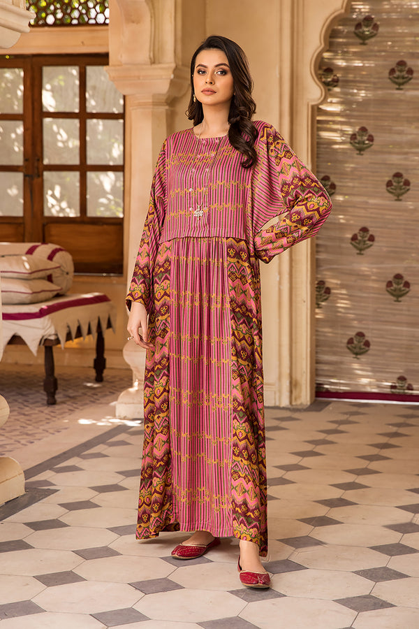 DW22-19-Printed Paneled Fustaan 1PC